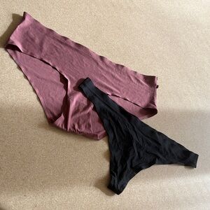 2 count Women's  L Panties Full coverage-Mauve-black mesh thong